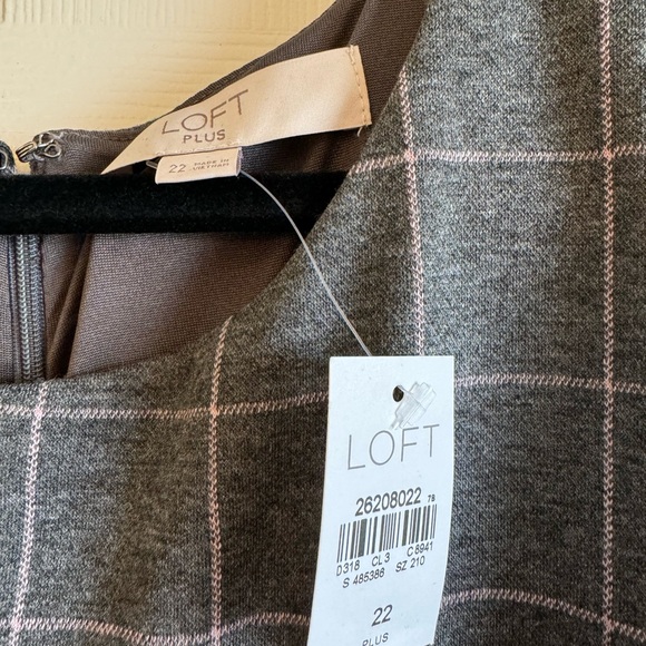 Loft Pink & Grey Plaid Sleeveless Dress - Picture 2 of 4
